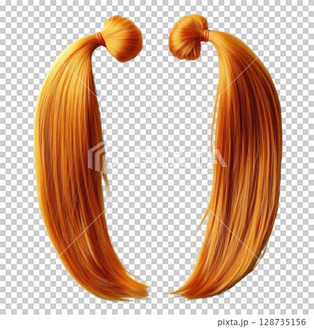 Stylish long orange hair with bun and ponytail ideal for creative costumes and fashion statements Stylish long orange hair with bun and ponytail ideal for creative costumes and fashion statements 128735156