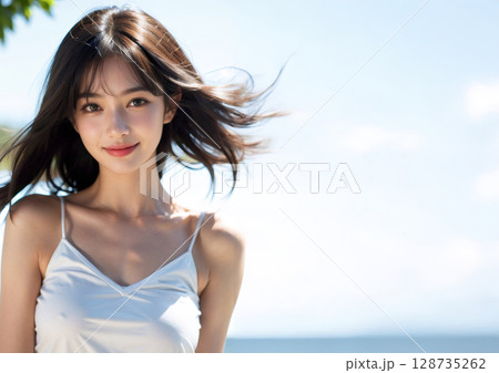 日差しを浴びる女性 128735262