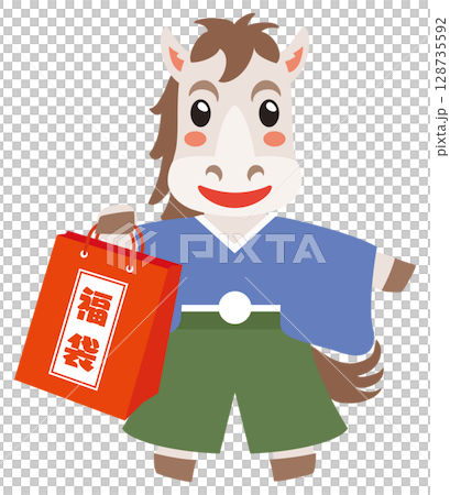 福袋を持つ午年の馬 128735592