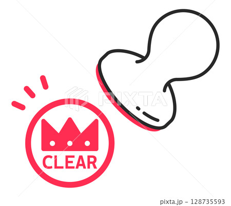 スタンプラリーのクリアの判子を押すイラスト スタンプラリーのクリアの判子を押すイラスト 128735593