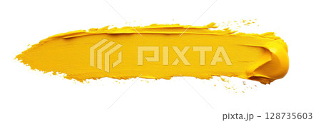 Bright yellow paint stroke isolated on white background suitable for art projects and design work Bright yellow paint stroke isolated on white background suitable for art projects and design work 128735603