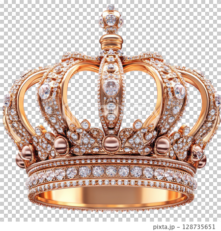 Elegant crown designed with intricate details and sparkling gems suitable for royal occasions 128735651