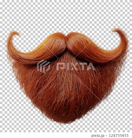 Unique red beard with distinct curl shapes and thick texture highlighting individual hair strands Unique red beard with distinct curl shapes and thick texture highlighting individual hair strands 128735655