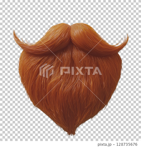 Red wavy beard with pointed tips showcasing a fluffy texture and a vivid hue 128735676