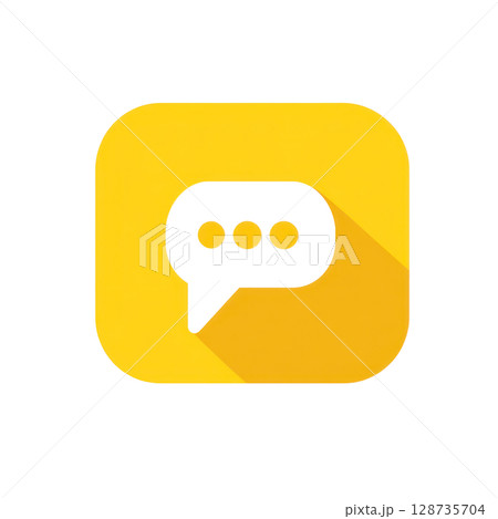 Bright yellow speech bubble icon indicating communication and conversation in a digital context 128735704
