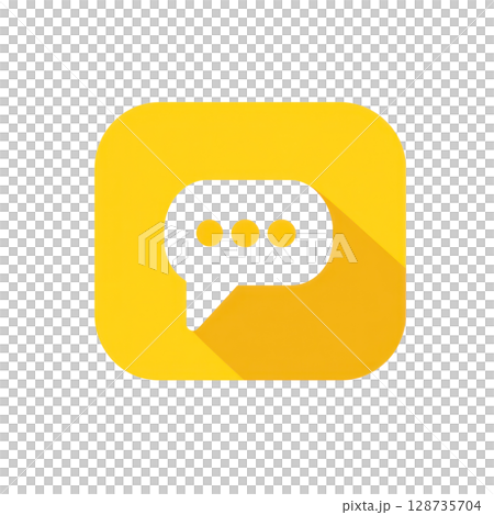 Bright yellow speech bubble icon indicating communication and conversation in a digital context 128735704