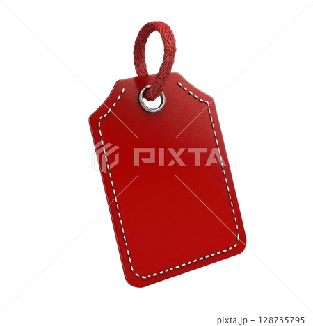 Red isolated tag with rope loop for labeling items or gifts in various settings 128735795