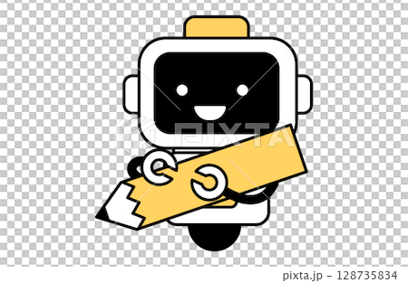 鉛筆を持ったAI、ロボットのベクターイラスト 生成AI 128735834