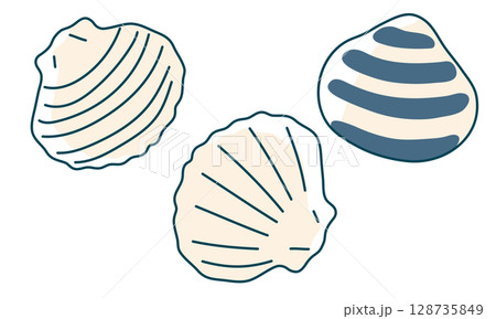 シンプルでかわいい貝殻のイラスト 128735849