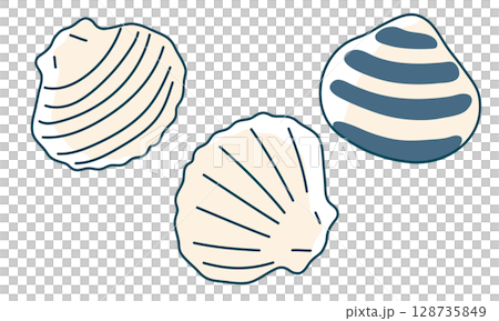 シンプルでかわいい貝殻のイラスト 128735849