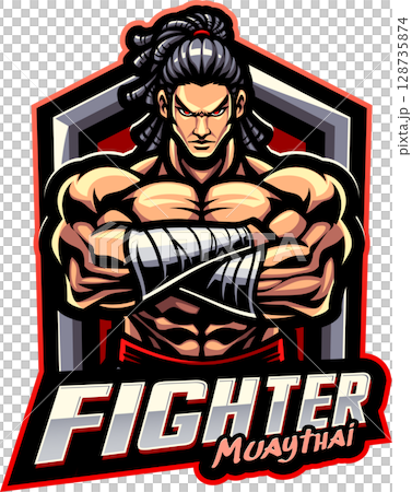 Fighter muaythai esport mascot logo design Fighter muaythai esport mascot logo design 128735874