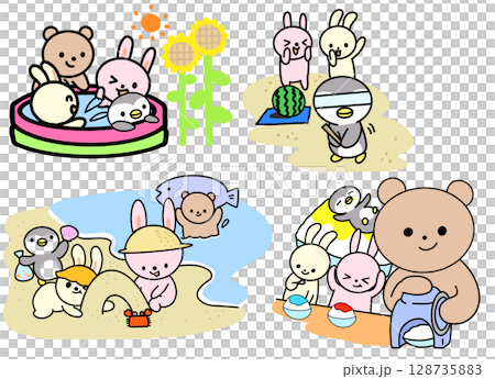 Animals having fun on summer vacation 128735883