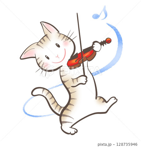 バイオリンを弾くネコ7 128735946