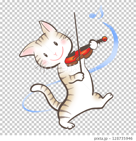 バイオリンを弾くネコ7 128735946