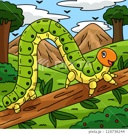 Insect Inchworm Animal Colored Cartoon Insect Inchworm Animal Colored Cartoon 128736244