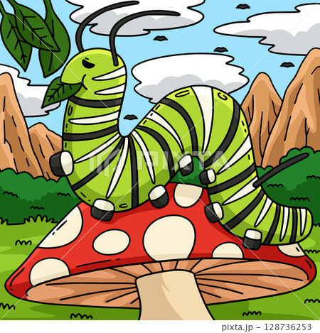 Insect Caterpillar Animal Colored Cartoon  128736253