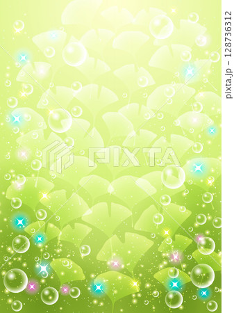 銀杏水中ショー、イラスト、緑、縦、かわいい、背景 銀杏水中ショー、イラスト、緑、縦、かわいい、背景 128736312