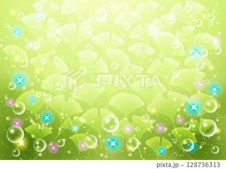 銀杏水中ショー、イラスト、緑、横、かわいい、背景 128736313