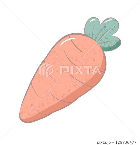 carrot cartoon drawing with decorations in flat cute hand drawn style 128736477