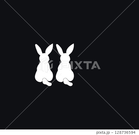 rabbit silhouette on white background 128736594