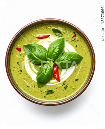 spinach pesto sauce with basil 128736664