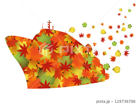 紅葉をモチーフにしたイラスト 128736786