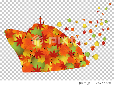 紅葉をモチーフにしたイラスト 128736786