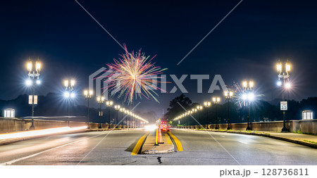 4th of July fireworks above State Street Bridge in Harrisburg, Pennsylvania, United States 4th of July fireworks above State Street Bridge in Harrisburg, Pennsylvania, United States 128736811