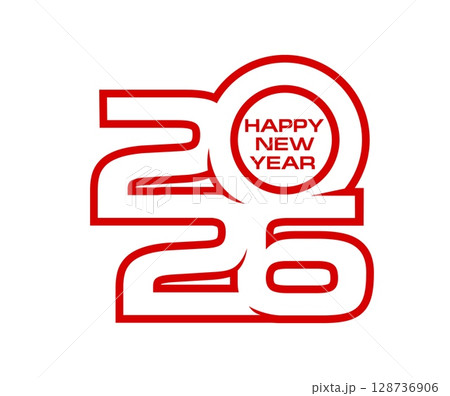 Happy New Year vector icon of 2026 calendar with modern line red numbers and greeting text. Happy New Year greeting card, holiday party invitation and Chinese Lunar festival event flyer template Happy New Year vector icon of 2026 calendar with modern line red numbers and greeting text. Happy New Year greeting card, holiday party invitation and Chinese Lunar festival event flyer template 128736906