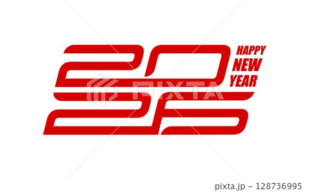 2026 New Year icon vector typography with happy holiday greeting red text and numbers. 2026 New Year Eve celebration party invitation and Chinese Lunar Spring festival banner template 128736995