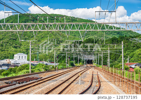湖西線永原駅構内風景　滋賀県長浜市西浅井町永原 128737195