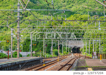 湖西線永原駅構内風景　滋賀県長浜市西浅井町永原 128737204