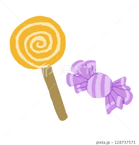 かわいいハロウィンのお菓子（キャンデー） 128737571