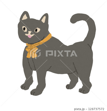 かわいいリボンをつけたハロウィンの黒猫 128737572
