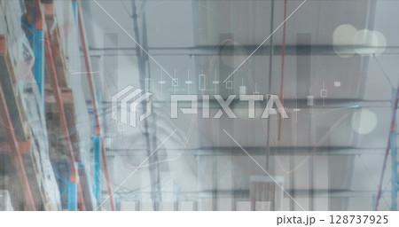 Image of financial data processing over warehouse Image of financial data processing over warehouse 128737925