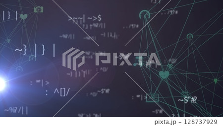 Green network graph floating in digital...のイラスト素材 [128737929] - PIXTA