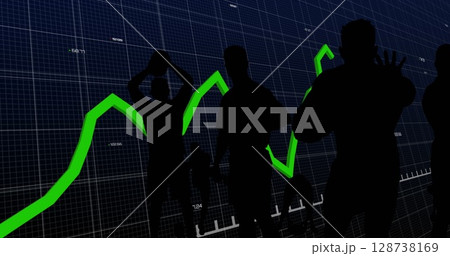 Image of financial data processing over rugby player Image of financial data processing over rugby player 128738169