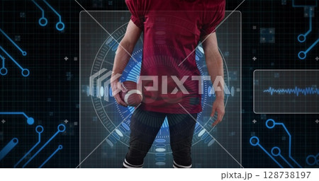 Image of digital interface over american football player Image of digital interface over american football player 128738197