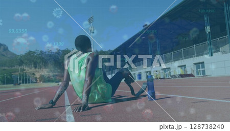 Image of diverse data and digital african american diverse american diverse sports field 128738240