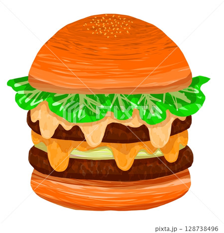 2種類のチーズソースバーガー 128738496