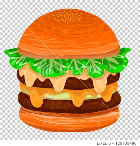 2種類のチーズソースバーガー 128738496