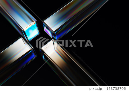 3d glass rectangle block shapes with neon glowing on black render background. Futuristic digital technology banner, data network connection lines. Abstract gradient geometric pattern. 3D illustration 3d glass rectangle block shapes with neon glowing on black render background. Futuristic digital technology banner, data network connection lines. Abstract gradient geometric pattern. 3D illustration 128738706