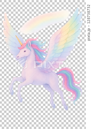Unicorn with rainbow wings 128738732