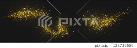 Gold dust explosions with shimmer particles Gold dust explosions with shimmer particles 128739689