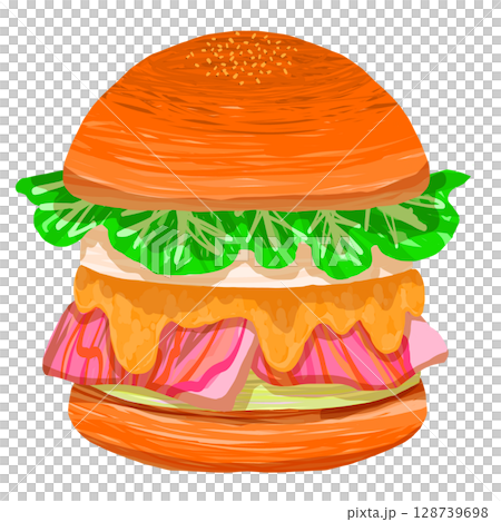 培根雞蛋芝士漢堡 128739698