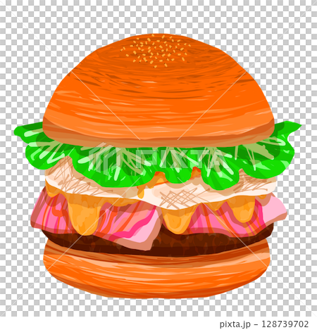 Double Meat and Egg Burger 128739702