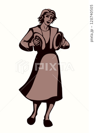 The ancient Jewish man are having fun. Vector drawing 128740505