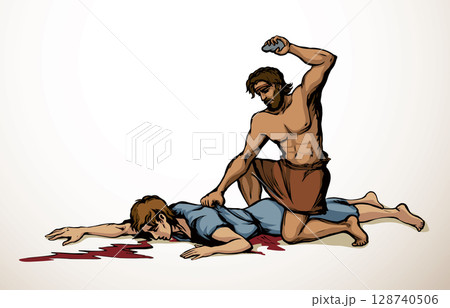 Cain and Abel. Vector drawing 128740506
