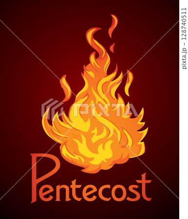 Pentecost sunday. Baptism with the Holy Spirit. Vector drawing icon 128740511