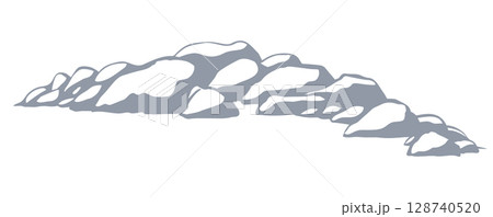 The stones lie on the ground. Vector drawing 128740520